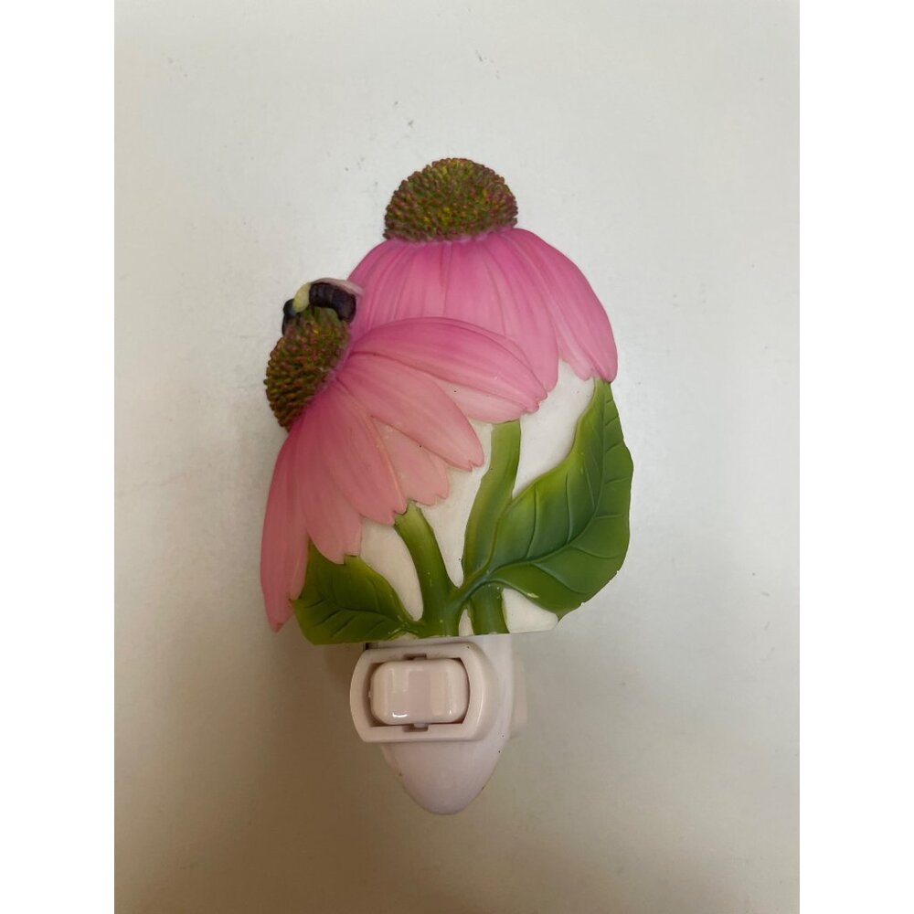 Vintage Iris & Orchid Coneflower and & Bee Night Light Vintage - Picture 3 of 9